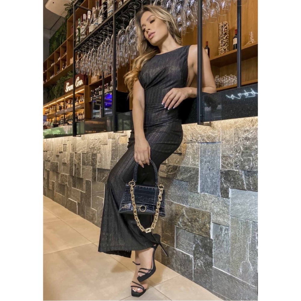 Ribbed Lurex Maxi Dress